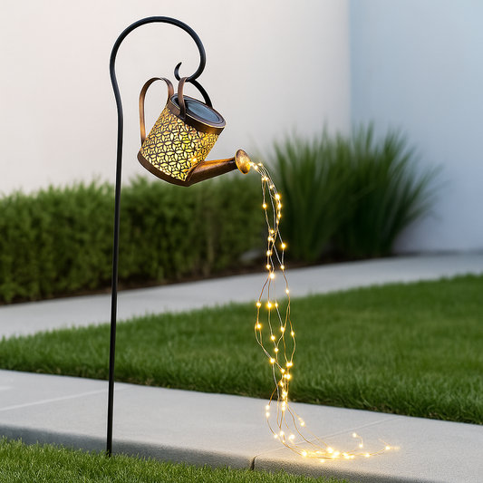 Black Watering Can Solar Light - Fairy Lights - Garden Decor - Image 1