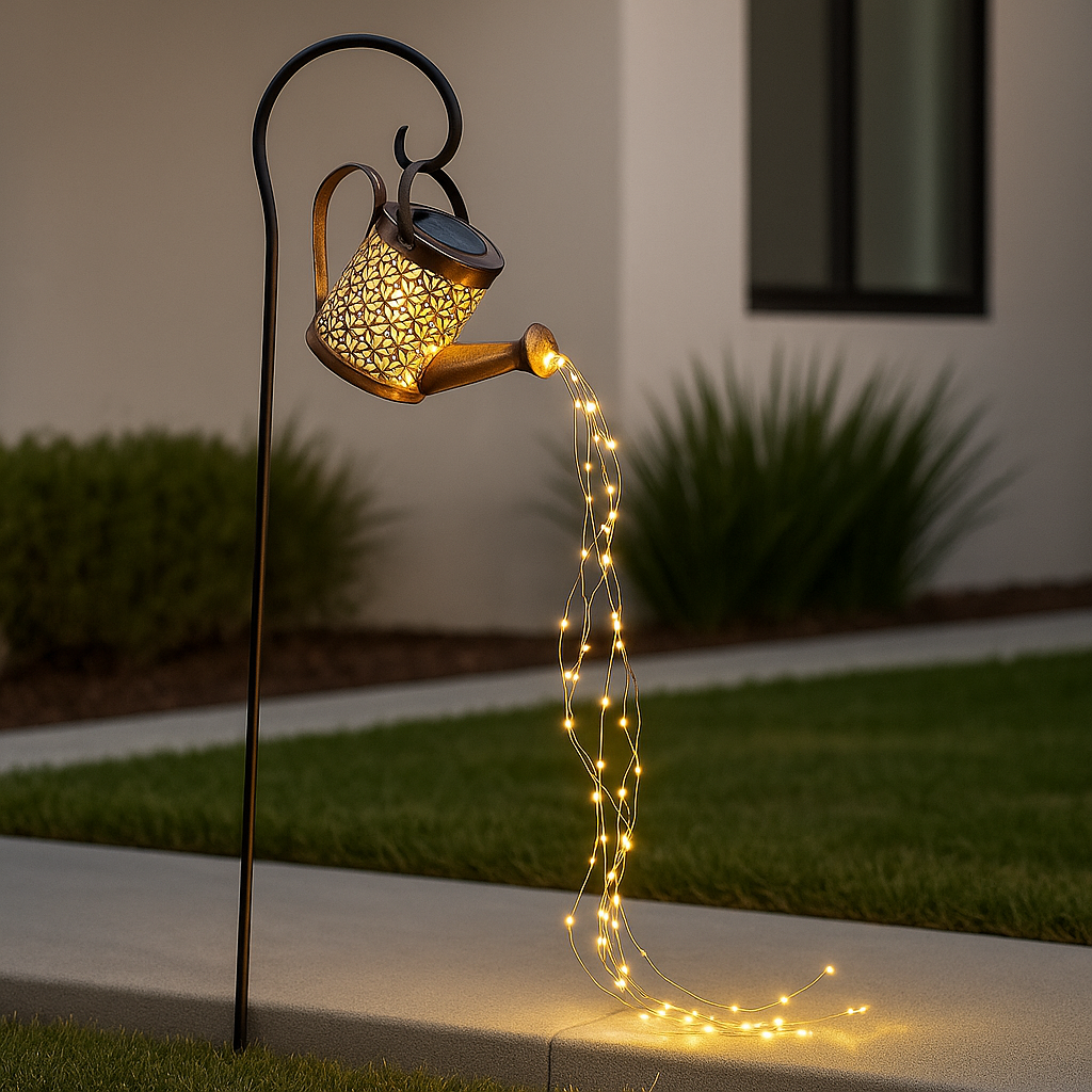 Black Watering Can Solar Light - Fairy Lights - Garden Decor - Image 2