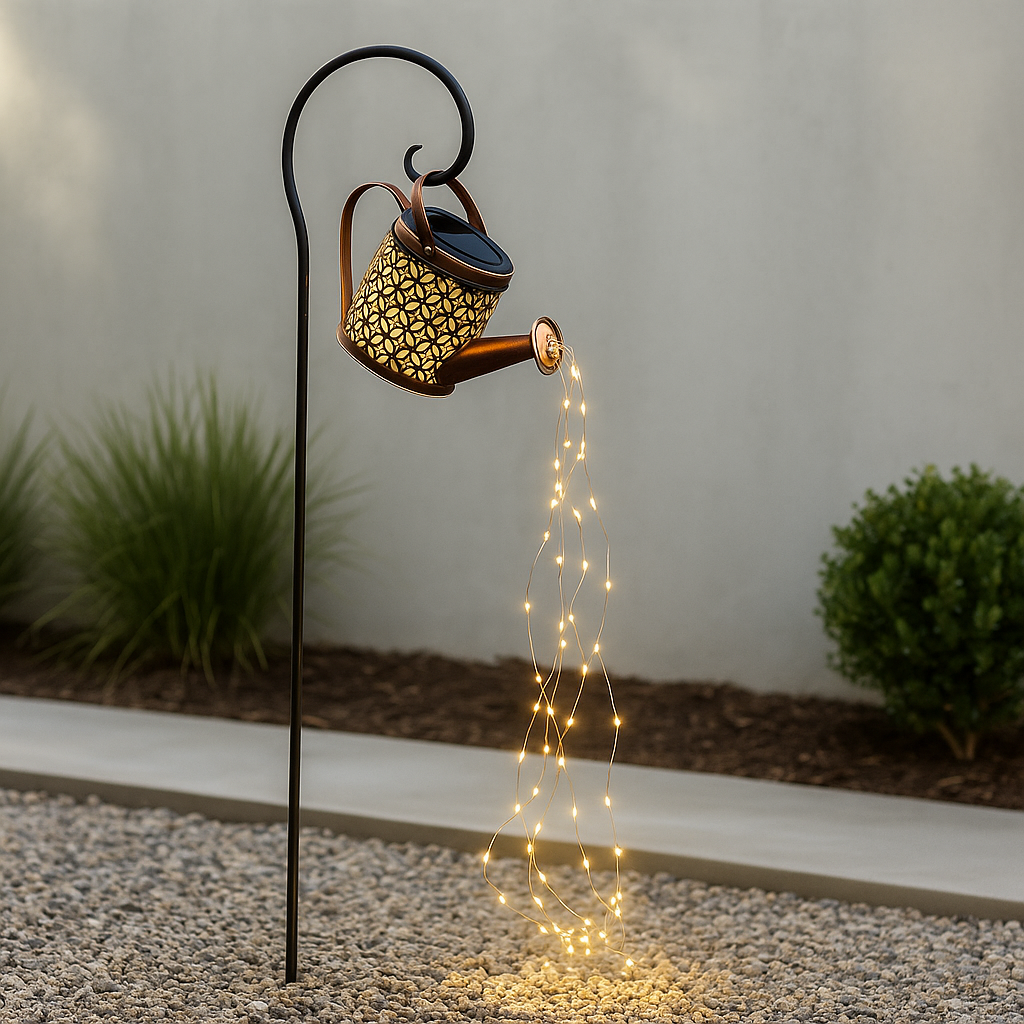 Black Watering Can Solar Light - Fairy Lights - Garden Decor - Image 3