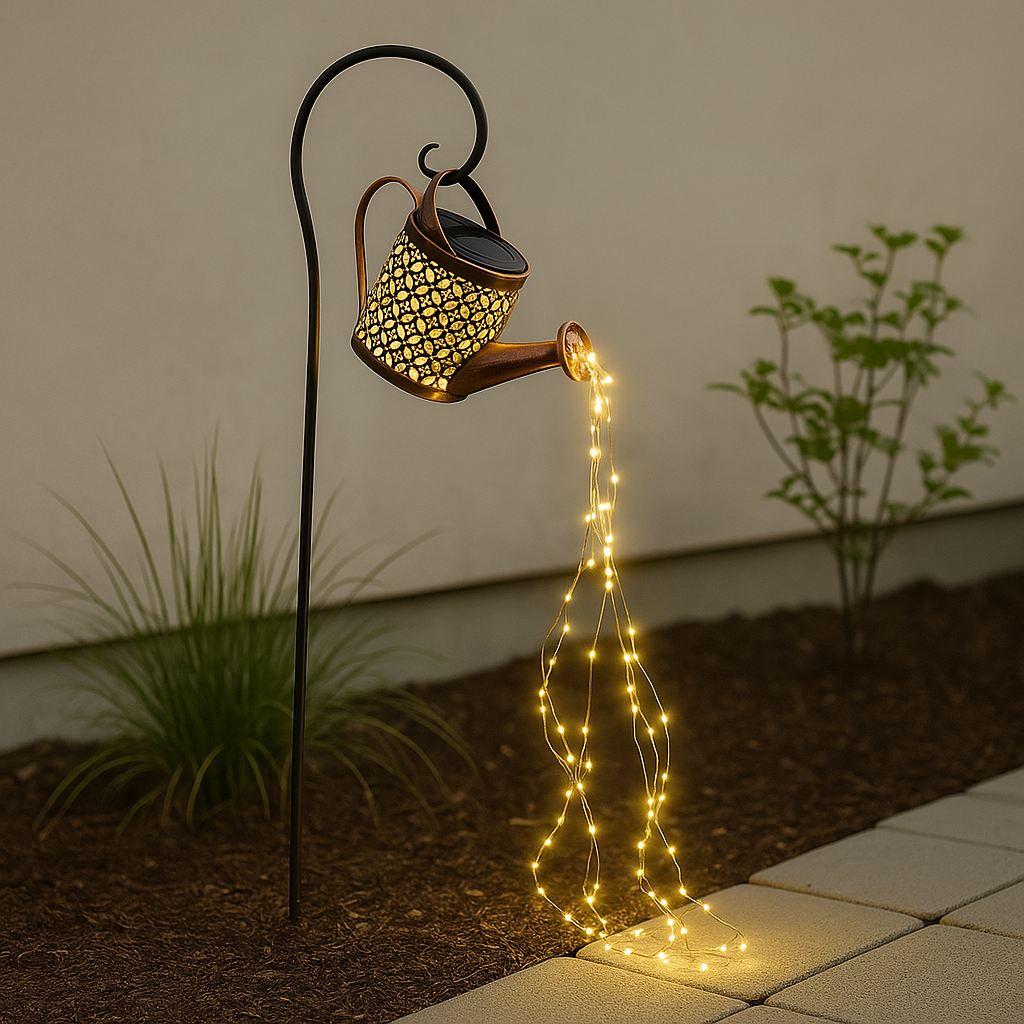 Black Watering Can Solar Light - Fairy Lights - Garden Decor - Image 4