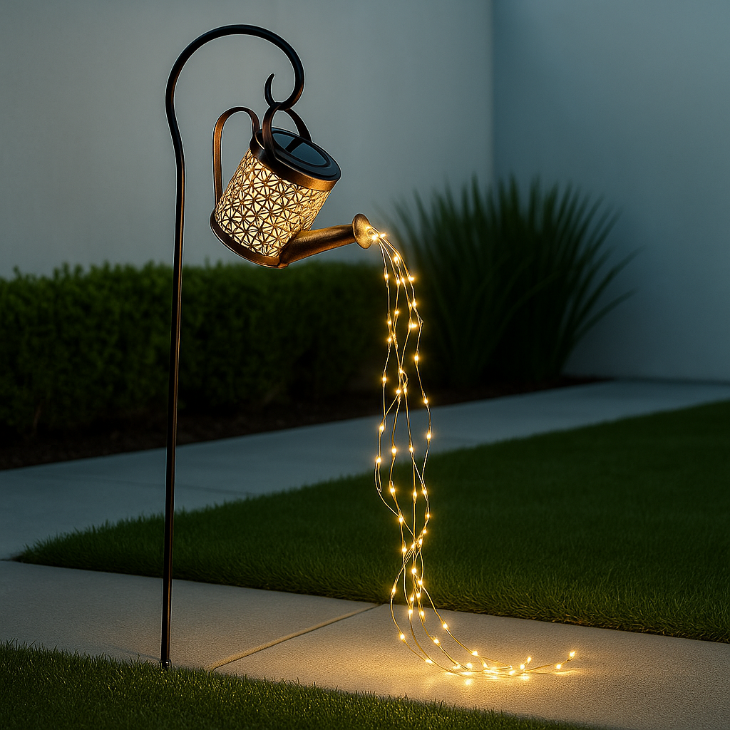 Black Watering Can Solar Light - Fairy Lights - Garden Decor - Image 5