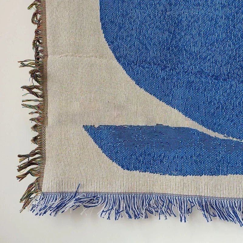 Blue Abstract Art Tapestry Throw Blanket - Modern Home Decor - 160 x 130 cm - Image 3