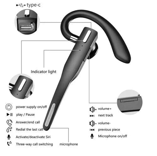 Bluetooth 5.1 Noise Cancelling Headset with Dual Mics for Men