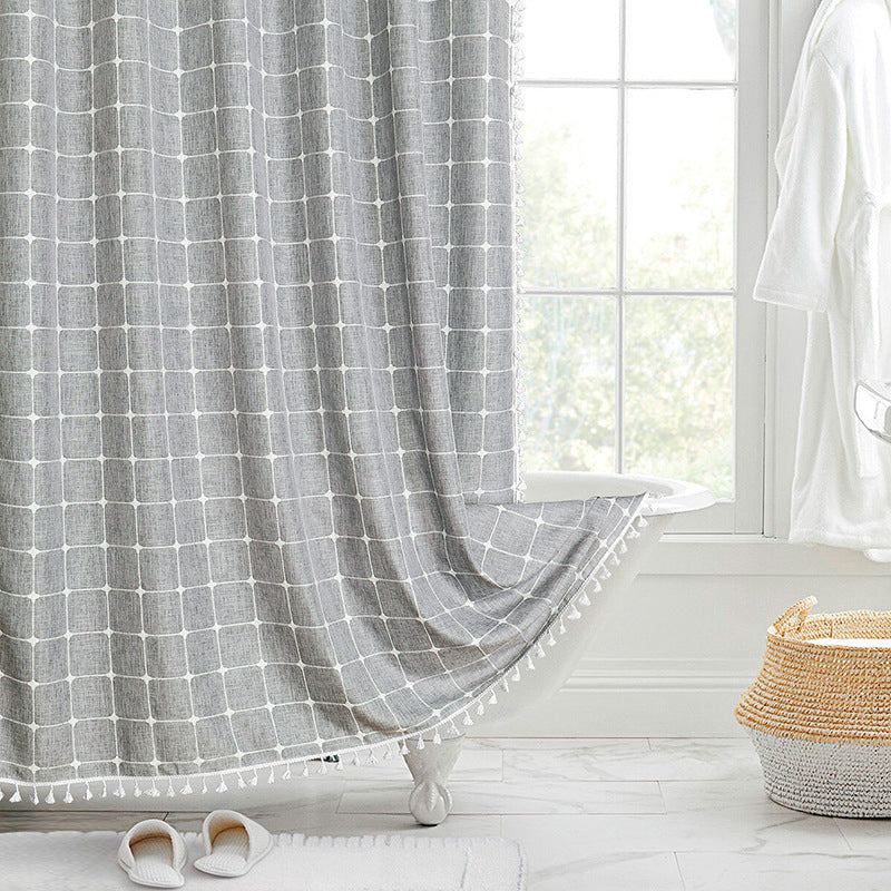 Bohemian Farmhouse Waterproof Linen Shower Curtain