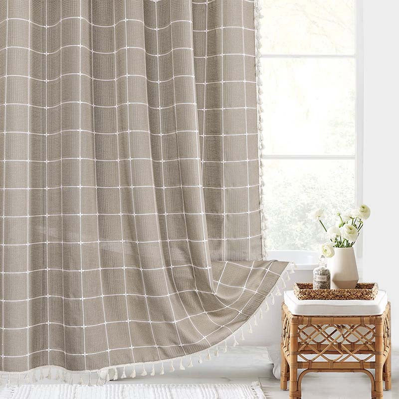 Bohemian Farmhouse Waterproof Linen Shower Curtain