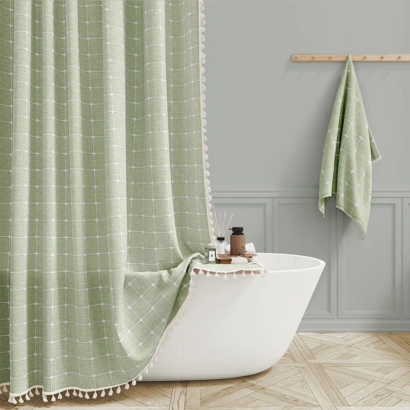 Bohemian Farmhouse Waterproof Linen Shower Curtain