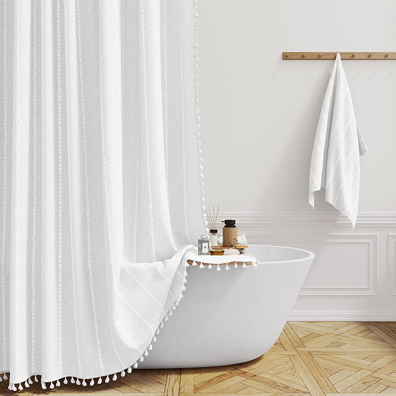 Bohemian Farmhouse Waterproof Linen Shower Curtain