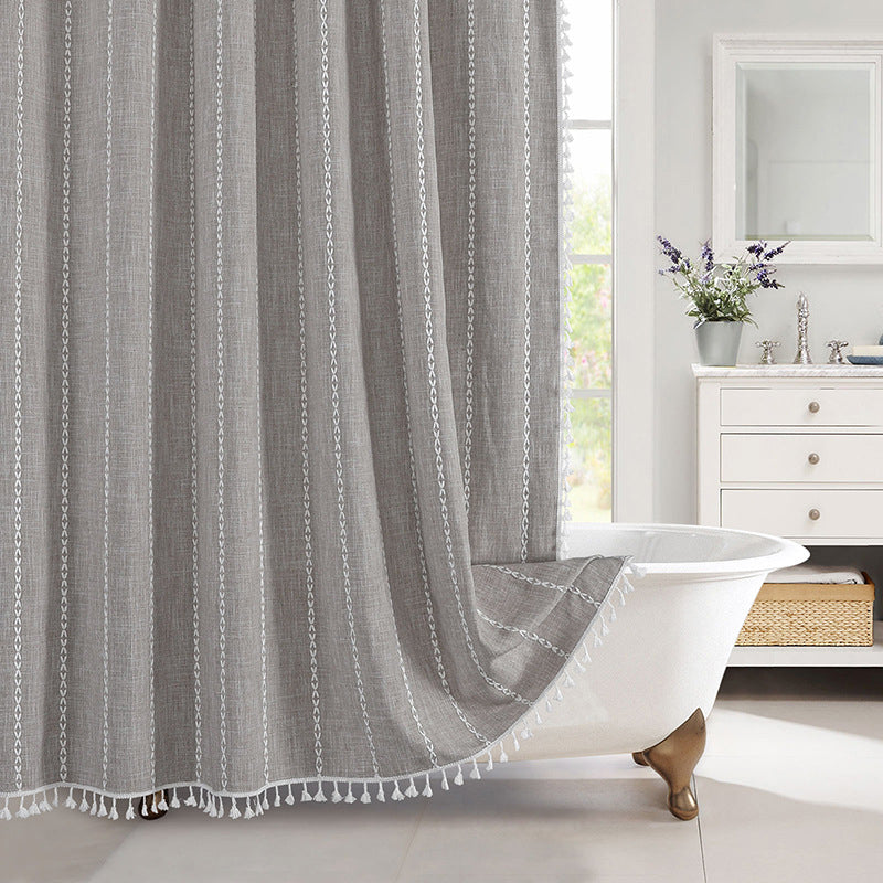 Bohemian Farmhouse Waterproof Linen Shower Curtain