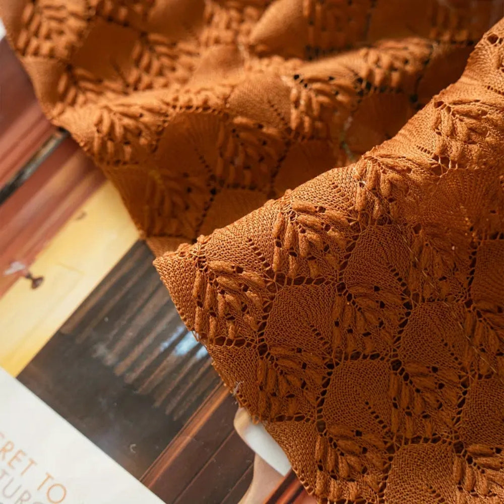 Boho Crochet Curtain Panel - Burnt Orange - Light Filtering Window Treatment - Image 3