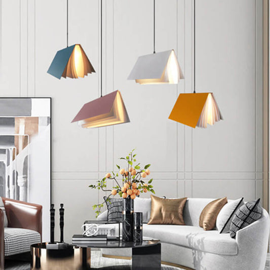 Book Pendant Light - Metal & PVC Shade - Elegant Hanging Lamp - Image 1