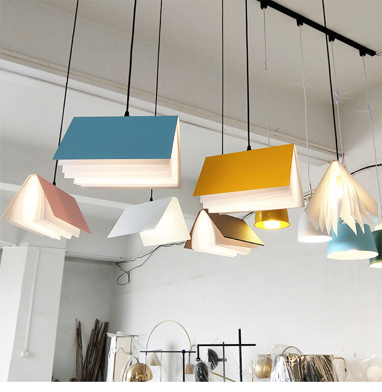 Book Pendant Light - Metal & PVC Shade - Elegant Hanging Lamp - Image 2