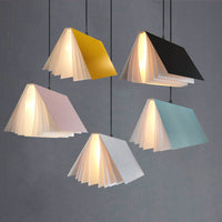 Book Pendant Light - Metal & PVC Shade - Elegant Hanging Lamp