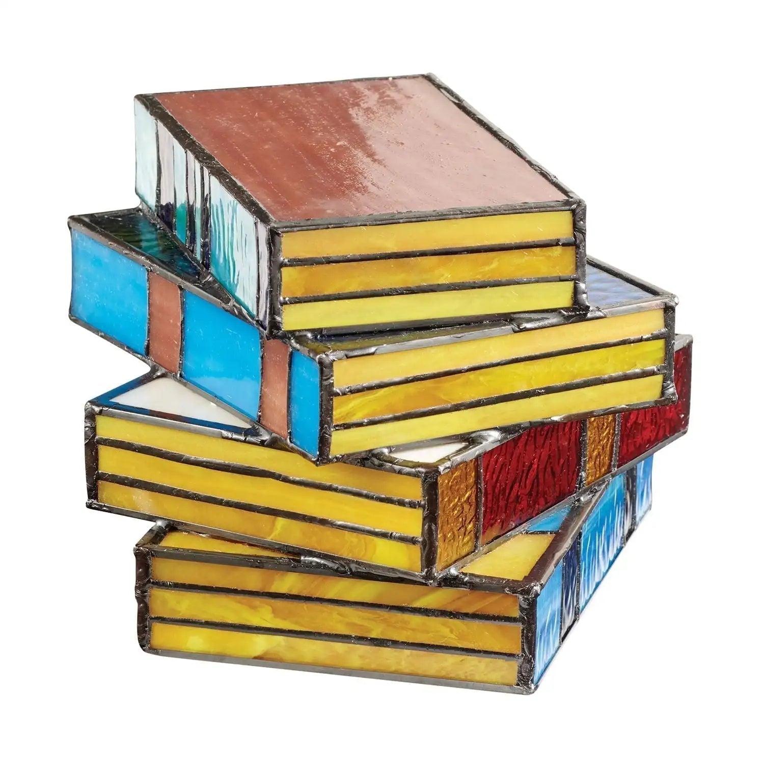 Book Stack Lamp - Stained Glass Accent Light - Decorative Novelty Table Lamp - Image 4