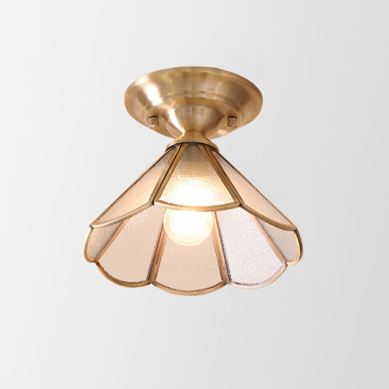 Brass Semi-Flush Mount Ceiling Light - Classic Style - Flower Design - Image 2