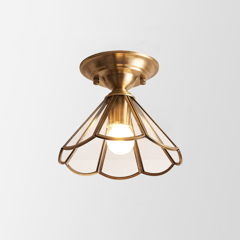 Brass Semi-Flush Mount Ceiling Light - Classic Style - Flower Design - Image 4