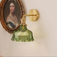 Brass Wall Sconce - Ribbed Glass Shade - Elegant Nordic Style Light
