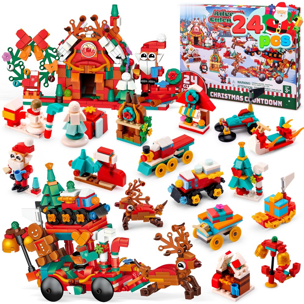 Building Brick Advent Box with Daily Mini Sets and Two Larger Models for Holiday Tables