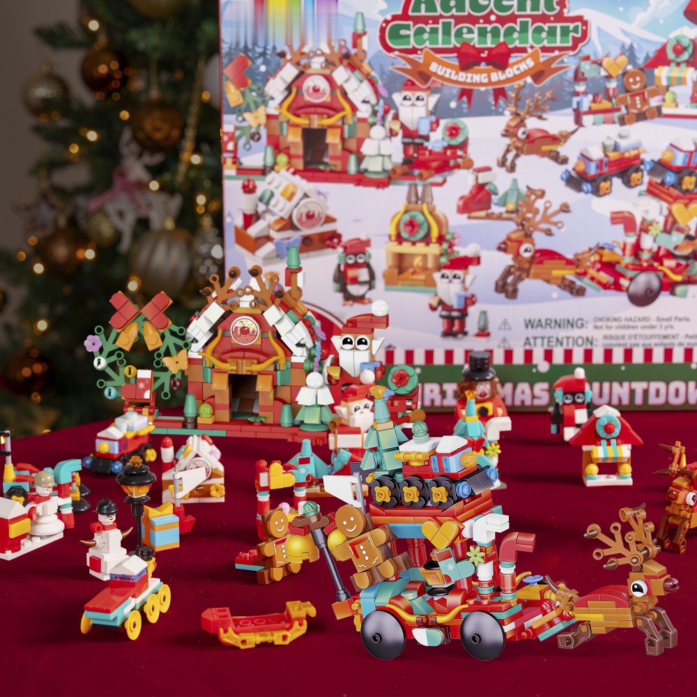 Building Brick Advent Box with Daily Mini Sets and Two Larger Models for Holiday Tables