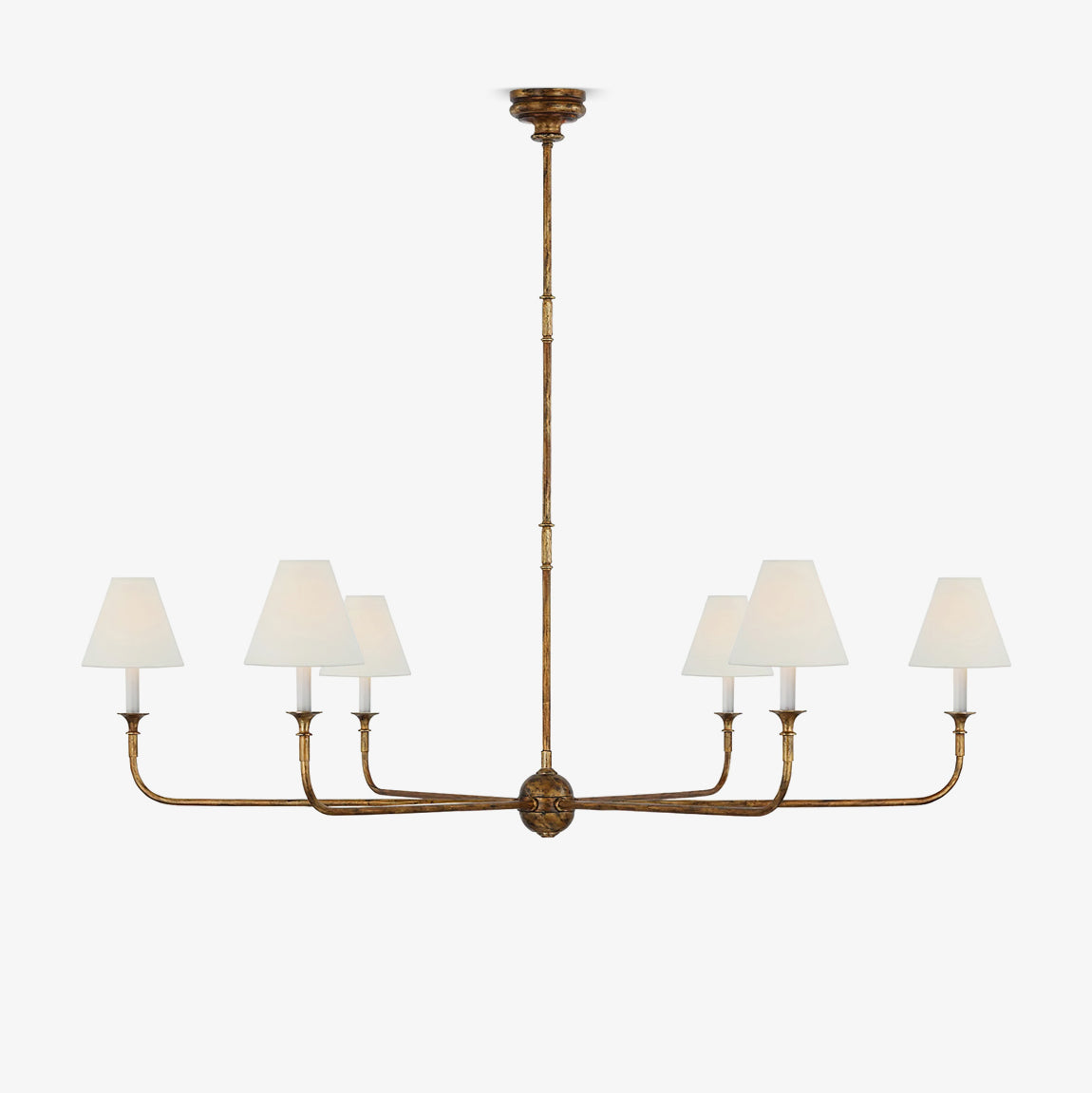 Candelabra Chandelier - Wrought Iron - Fabric Shades - Modern Classic Style - Image 1