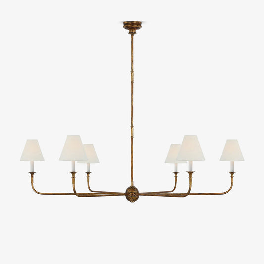 Candelabra Chandelier - Wrought Iron - Fabric Shades - Modern Classic Style - Image 1