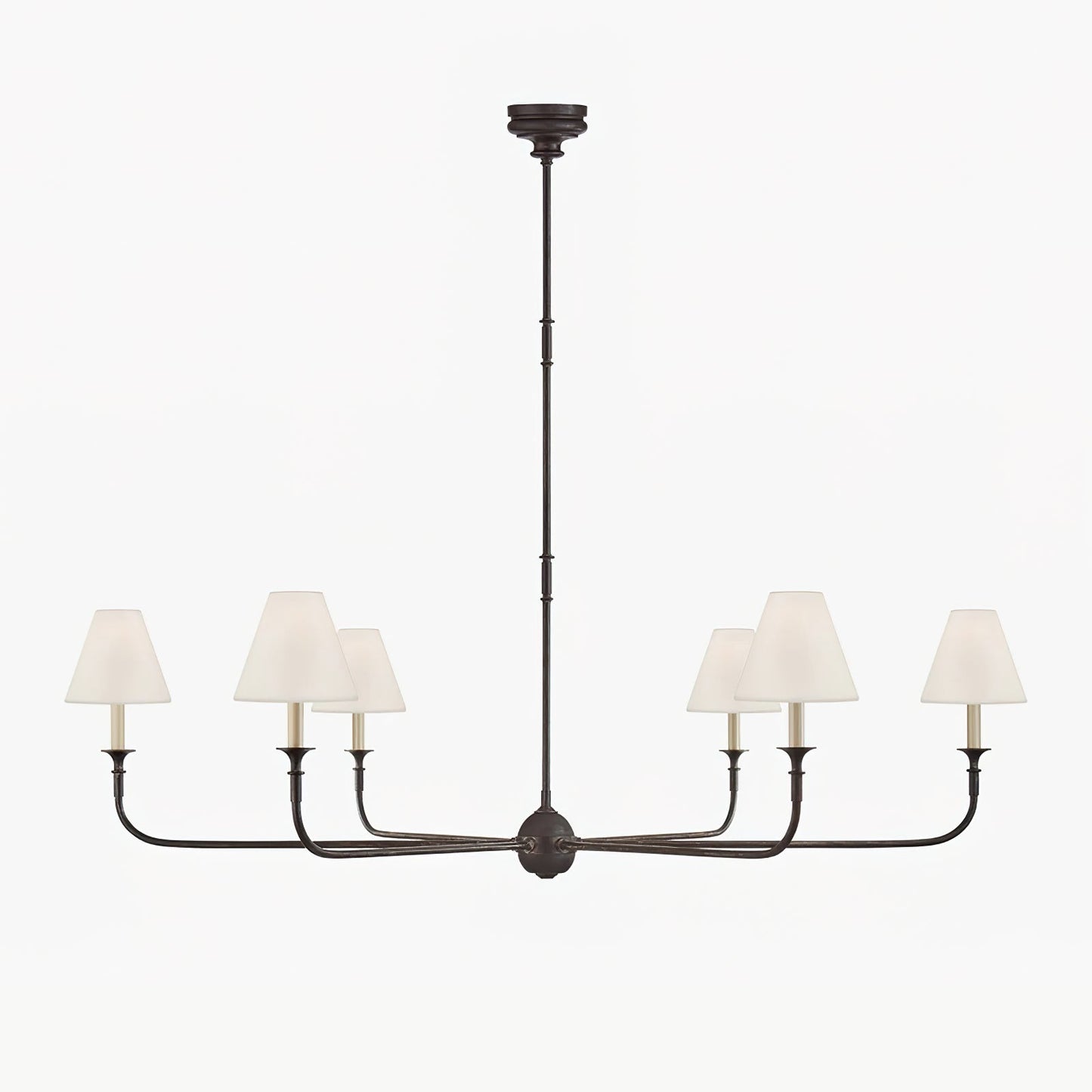 Candelabra Chandelier - Wrought Iron - Fabric Shades - Modern Classic Style - Image 4