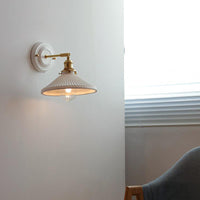 Ceramic and Brass Wall Light - Vintage Japanese Style - E27 Socket