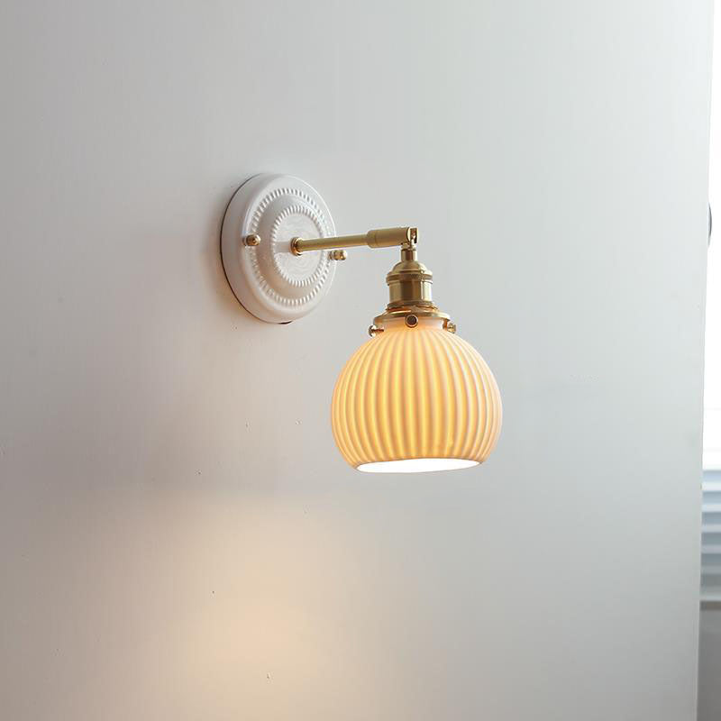 Ceramic and Brass Wall Light - Vintage Japanese Style - E27 Socket - Image 10
