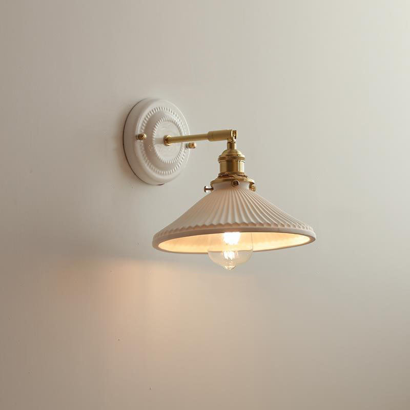 Ceramic and Brass Wall Light - Vintage Japanese Style - E27 Socket - Image 5