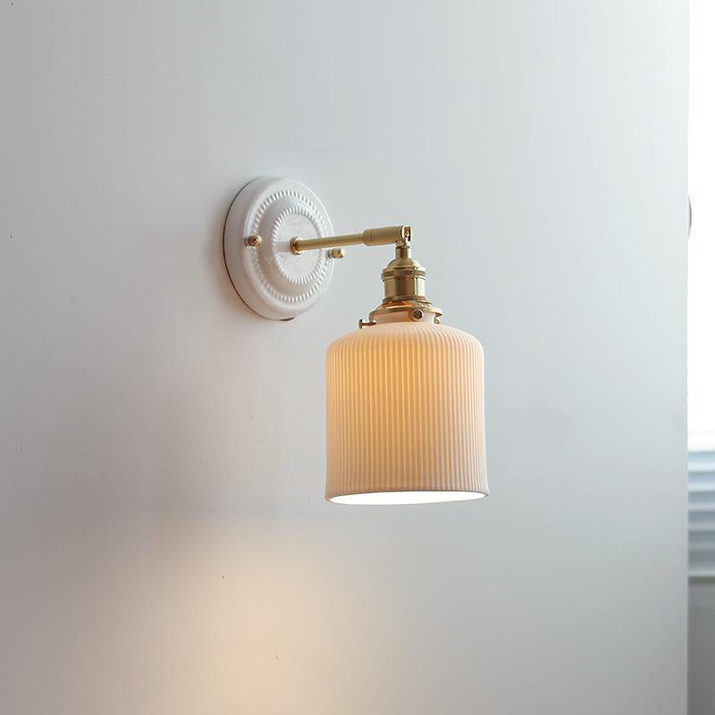 Ceramic and Brass Wall Light - Vintage Japanese Style - E27 Socket - Image 8