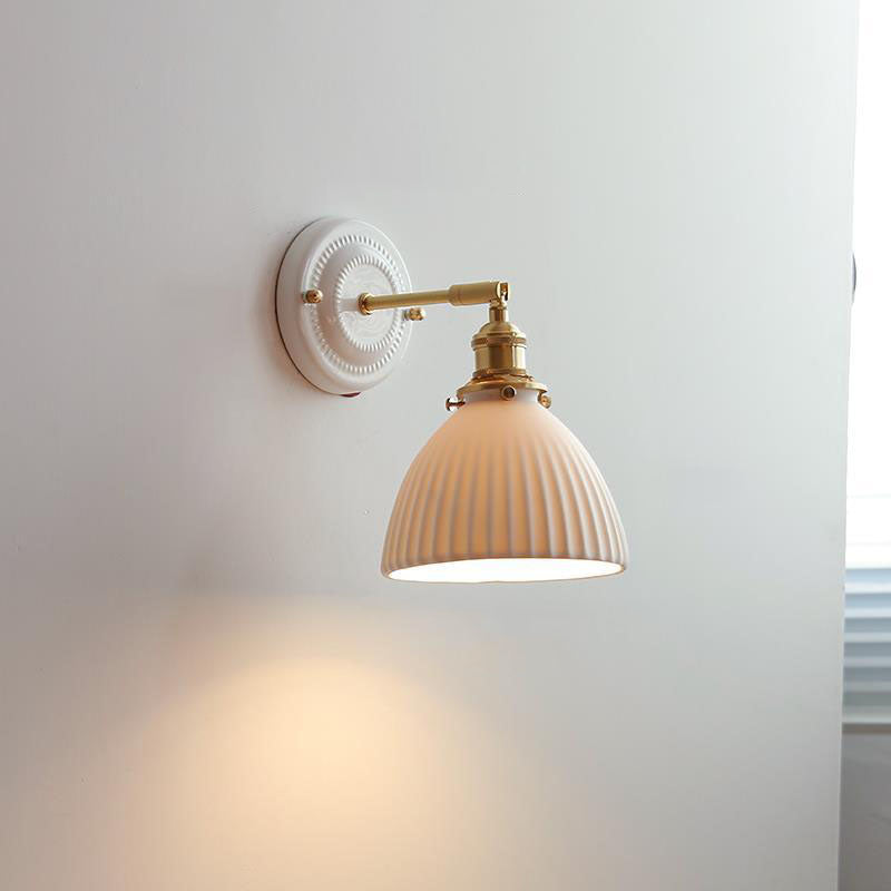 Ceramic and Brass Wall Light - Vintage Japanese Style - E27 Socket - Image 9