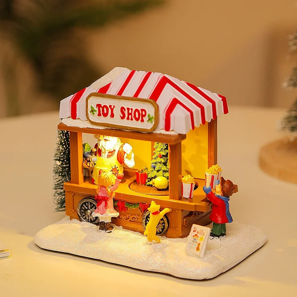 Christmas Toy Shop Scene with LED Lights and Music