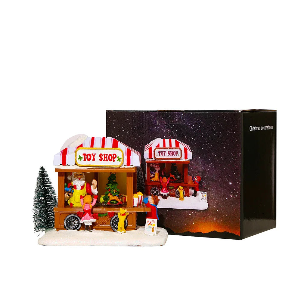 Christmas Toy Shop Scene with LED Lights and Music