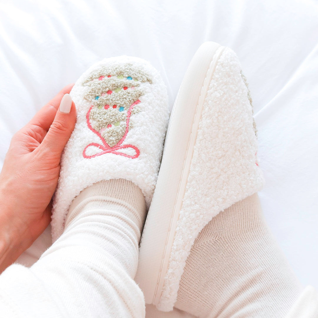 Christmas Tree Plush Slippers