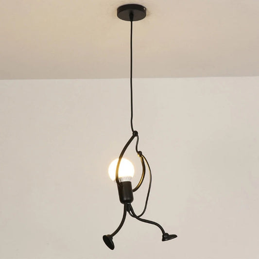 Climbing Man Pendant Light - Black Metal - Modern Creative Hanging Lamp - Image 1