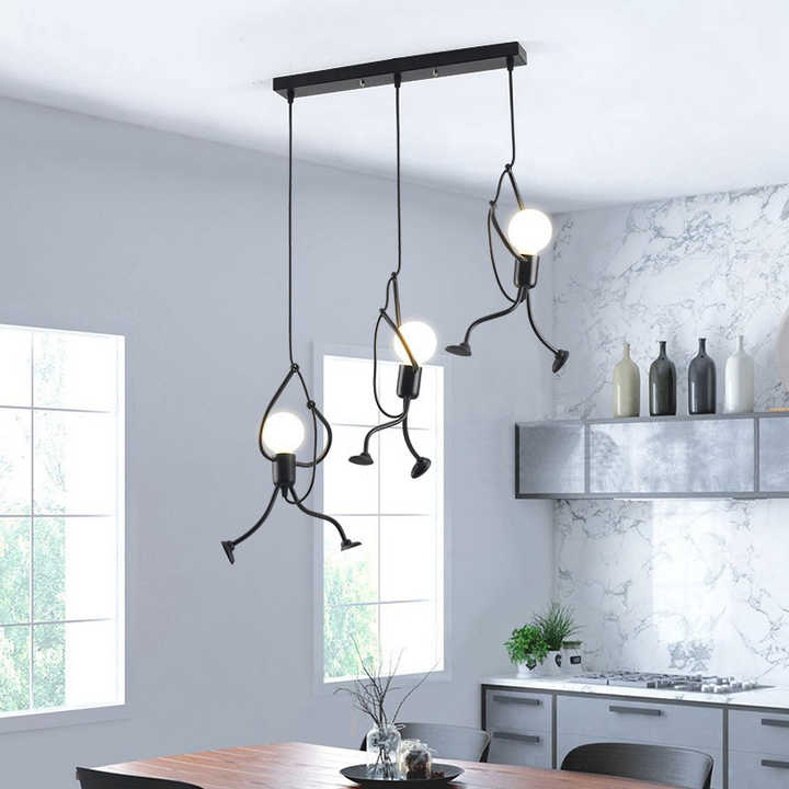 Climbing Man Pendant Light - Black Metal - Modern Creative Hanging Lamp - Image 2