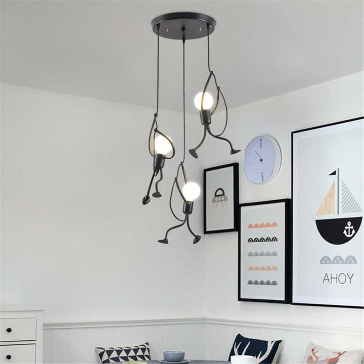 Climbing Man Pendant Light - Black Metal - Modern Creative Hanging Lamp - Image 3