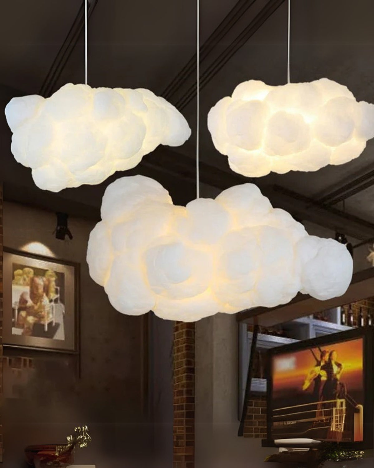 Cloud Pendant Light - Fibre Cotton - Modern Style Hanging Lamp - Image 2