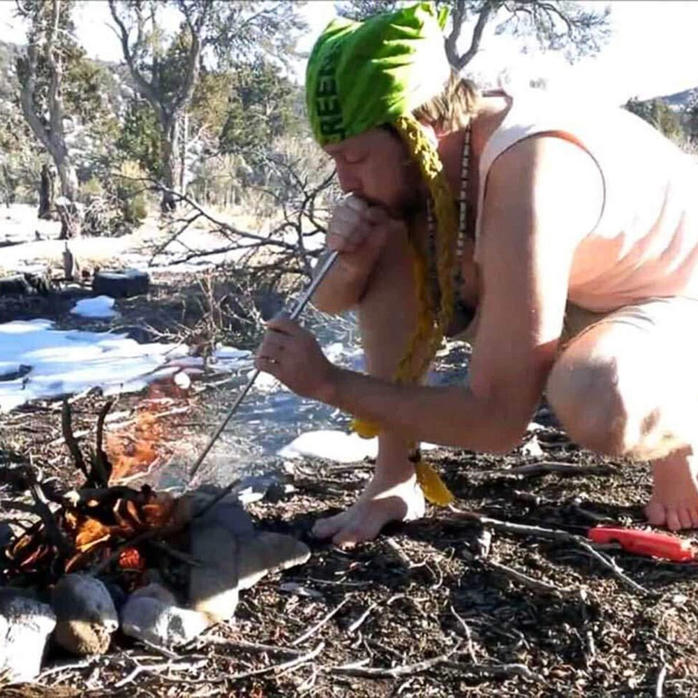Collapsible Stainless Steel Fire Blowpipe for Camping