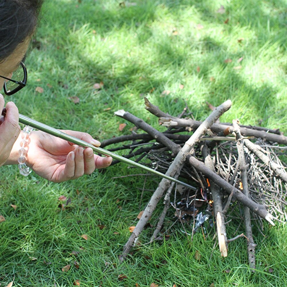 Collapsible Stainless Steel Fire Blowpipe for Camping