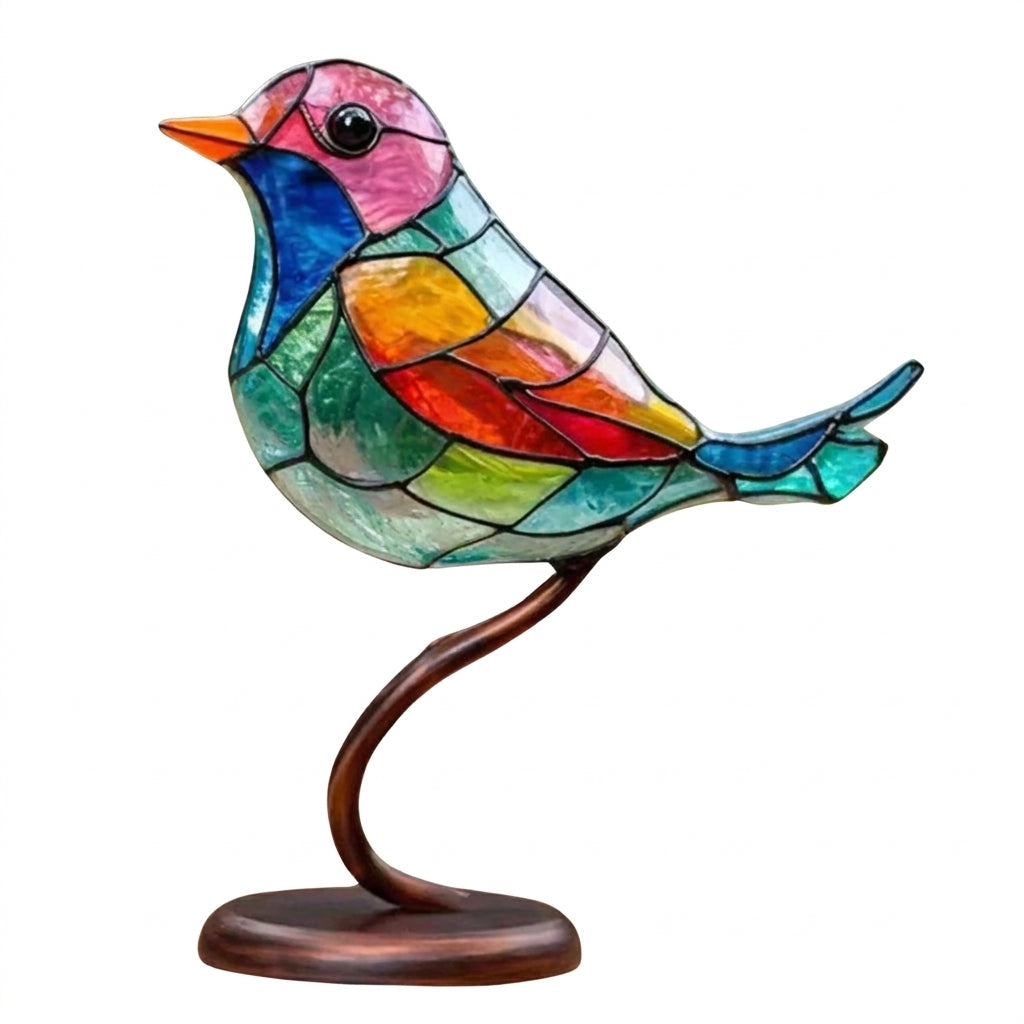 Colorful Birds on Branch Desktop Ornaments