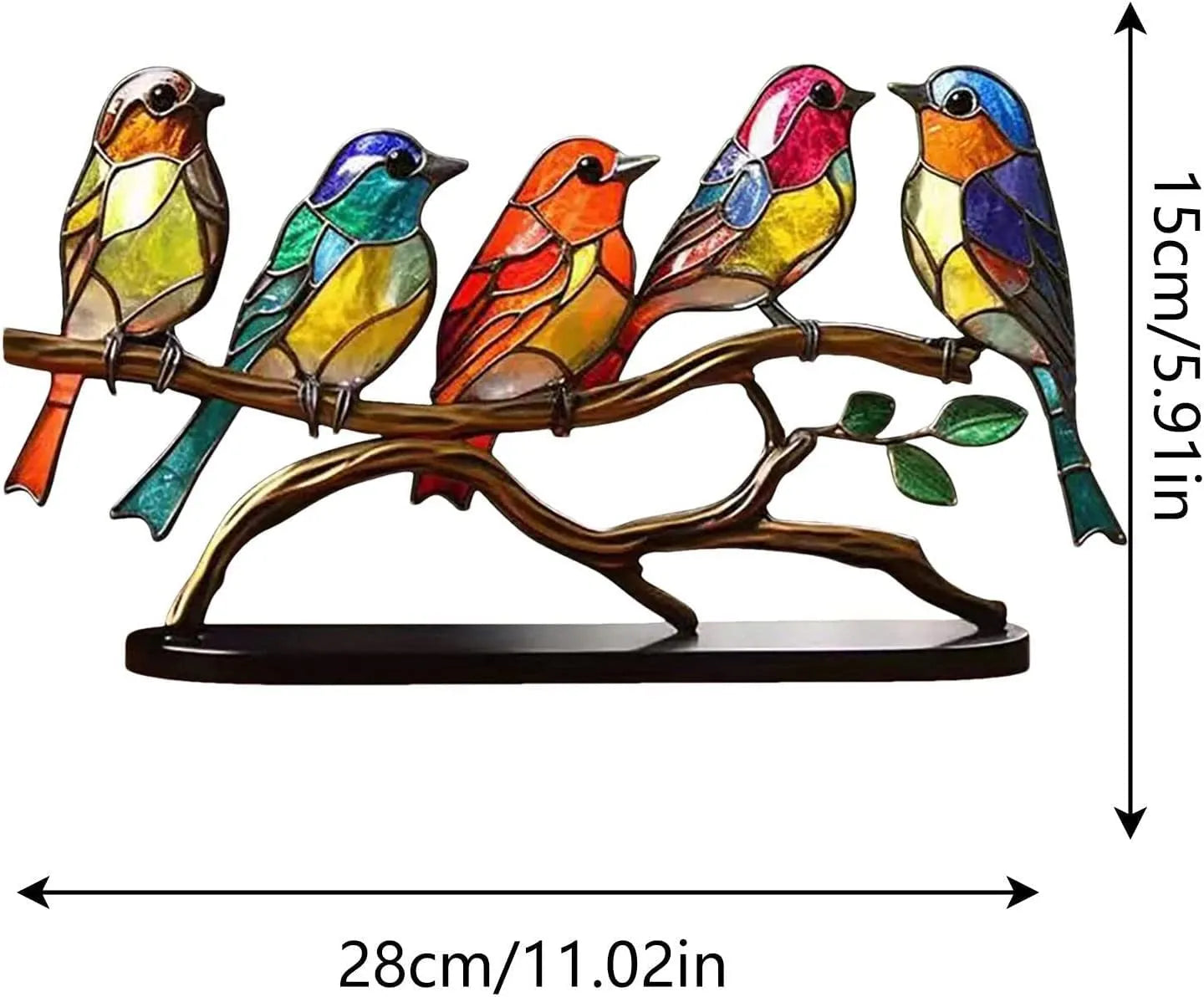 Colorful Birds on Branch Desktop Ornaments