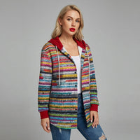 Colorful Hooded Knit Cardigan