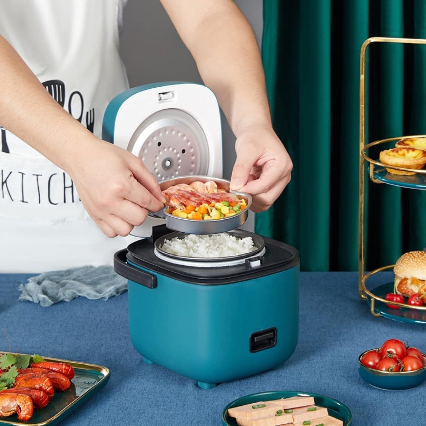 Compact 1-2 Person Mini Rice Cooker & Multi-Function Steamer