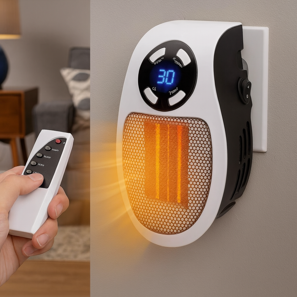 Compact Electric Heater – Energy-Efficient 500W Wall Heating with Remote Control for 20m² Interiors – Ideal for a Stylish and Cozy Evening in a Warm Home