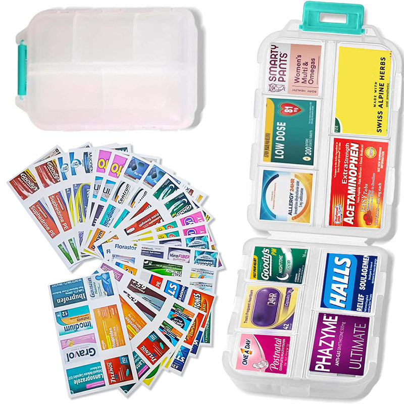 Compact Portable Travel Pill Organizer with 161 Labels