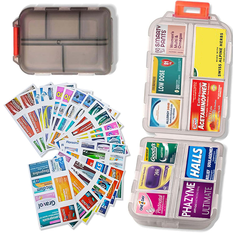 Compact Portable Travel Pill Organizer with 161 Labels
