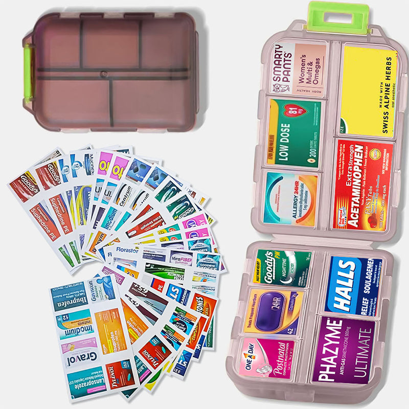 Compact Portable Travel Pill Organizer with 161 Labels