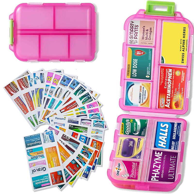 Compact Portable Travel Pill Organizer with 161 Labels