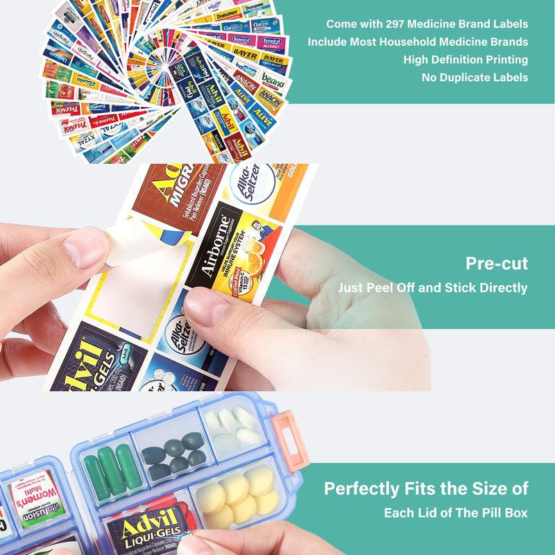 Compact Portable Travel Pill Organizer with 161 Labels