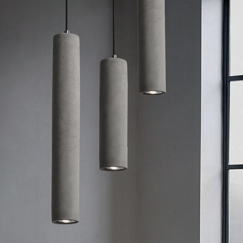 Concrete Cylinder Pendant Light - Minimalist Industrial Hanging Lamp - Image 2